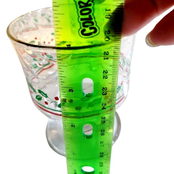 Five 1986 Desert Goblets by Libby for Arby's Holly Berry Pattern Christmas Cups - Picture 6 of 7